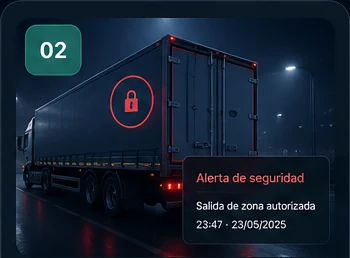 Camión con alerta de seguridad por salida de una zona autorizada