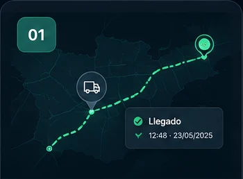 Visualización de una ruta con geocerca y confirmación de llegada
